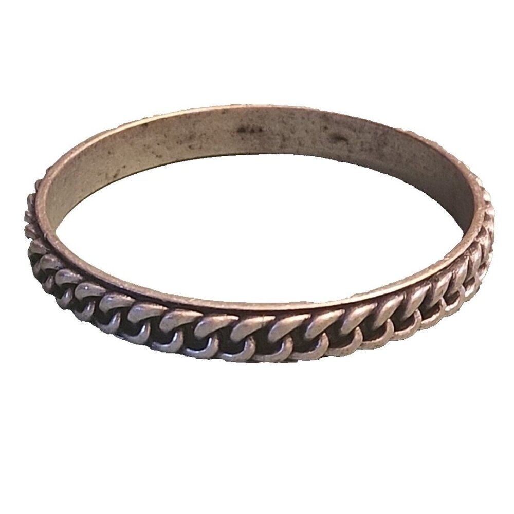 RJ Graziano Bangle Bracelet Pewter Tone Twisted Chain Design Brutalist